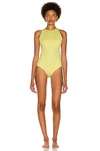 Bottega Veneta Checked Seersucker Swimsuit In Seagrass