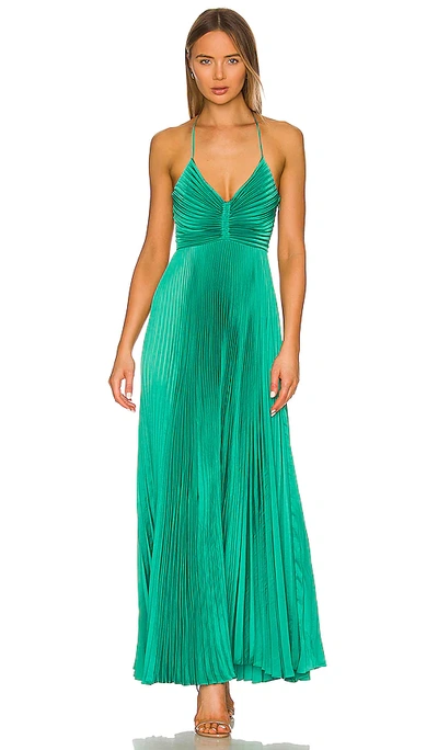 A.l.c Aries Pleated Gown In Viridian