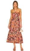 A.l.c Adelle Tiered Printed Cotton-poplin Halterneck Maxi Dress In Burgundy
