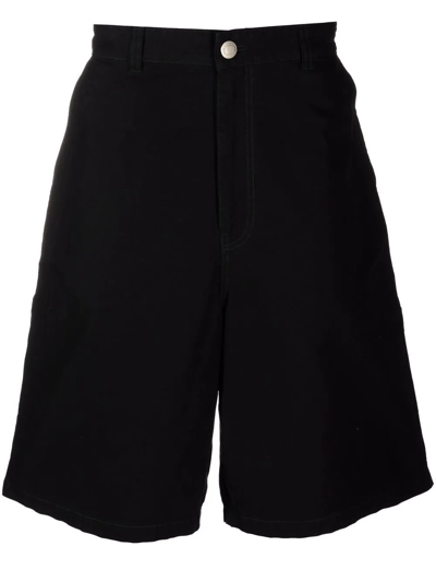 Ami Alexandre Mattiussi Wide-leg Cotton Shorts In Black