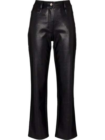 Miaou Junior Straight-leg Mid-rise Leather-blend Trousers In Black