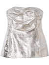 Khaite Blanche Cracked Leather Top In Silver