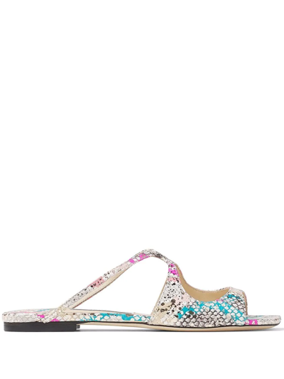Jimmy Choo Anise Flat Leather Sandals In Multi