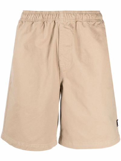 Stussy Logo-patch Elasticated Shorts In Neutrals