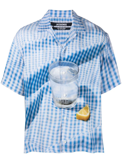 Jacquemus Tablecloth-motif Short-sleeved Shirt In Blue | ModeSens