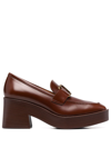 Tod's Square-toe Leather Loafers In Braun