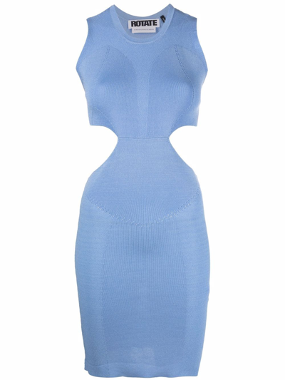 Rotate Birger Christensen Ivana Cutout Knitted Mini Dress In Placid Blue