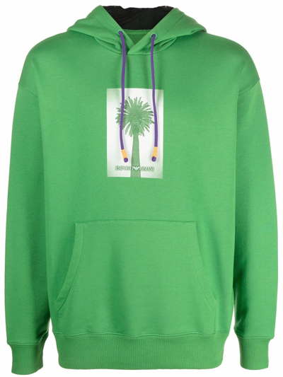 Emporio Armani Sustainable Collection French Terrycloth Hoodie In Green