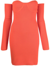 Helmut Lang Contour Rib Knit Mini Dress In Orange