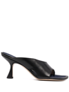 Wandler Julio 75mm Cut-out Leather Mules In Schwarz