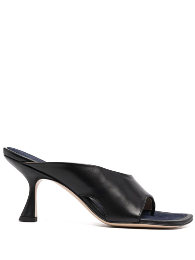 Wandler Julio 75mm Cut-out Leather Mules In Black
