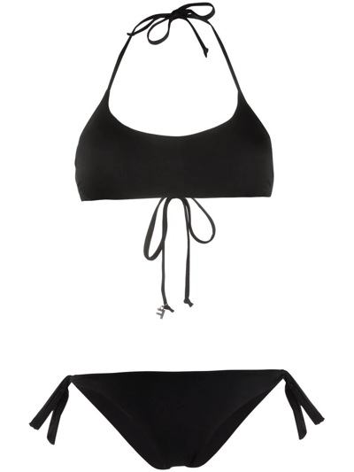 Fisico Halterneck Tie Bikini In Schwarz