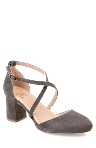 Journee Collection Foster Block Heel Pump In Grey