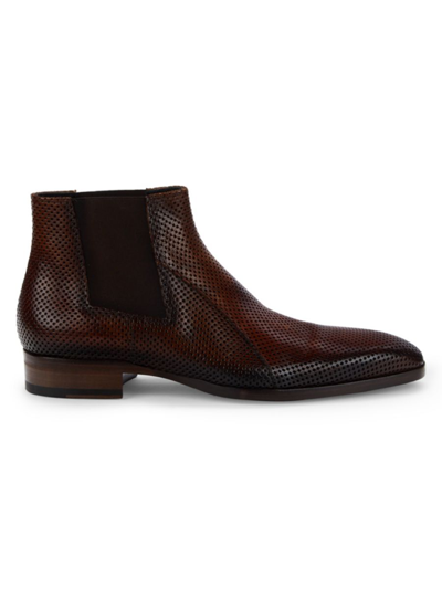 Jo Ghost Men's Perforated Leather Chelsea Boots In Whiskey