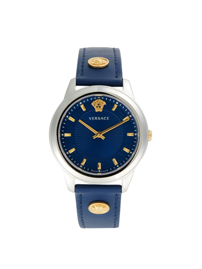 Versace Women's 38mm Stainless Steel & Leather Strap Watch In Sapphire