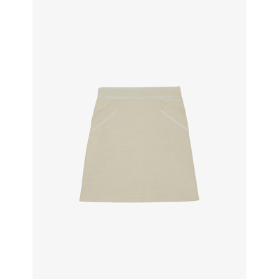 Claudie Pierlot Macbis Straight-cut Organic Cotton-blend Mini Skirt In Naturels