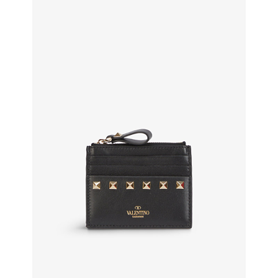 Valentino Garavani Nero Rockstud Studded Leather Card Holder