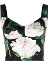 Dolce & Gabbana Floral-print Silk Vest Top In Schwarz