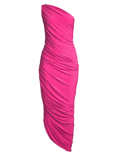 Norma Kamali Diana Ruched One-shoulder Gown In Rose