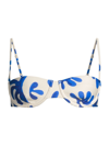 Weworewhat Painterly Balconette Bikini Top In White,blue