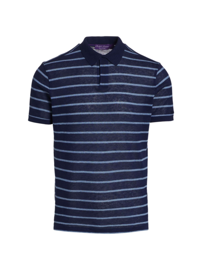 Ralph Lauren Custom Slim Fit Cotton-linen Polo Shirt In French Navy/elite Blue