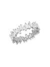 Adinas Jewels Women's Sterling Silver & Cubic Zirconia Baguette Eternity Band In Grey