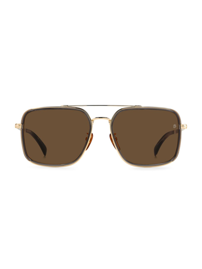 David Beckham 59mm Aviator Sunglasses In Grey Gold