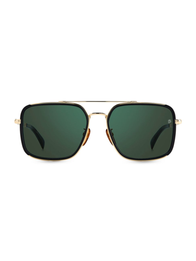 David Beckham 59mm Aviator Sunglasses In Black Gold Green