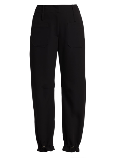 Deveaux Raegan Drawcord Ankle-cuff Pants In Black
