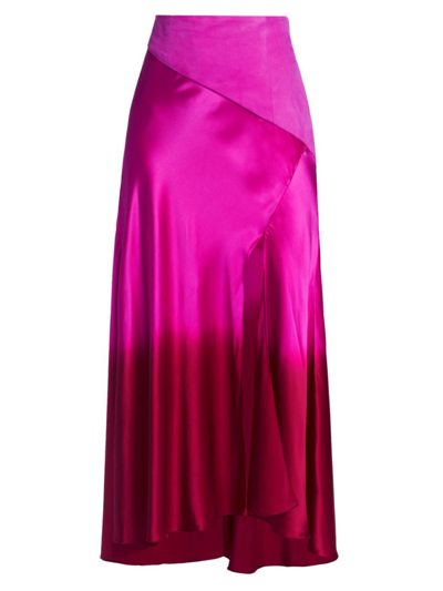 Alejandra Alonso Rojas Women's Gradient Leather & Silk Skirt In Pink/red