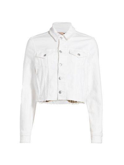 7 For All Mankind Women's Classic Denim Trucker Jacket In White