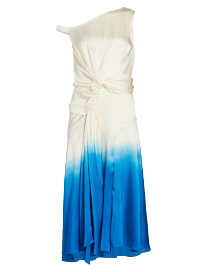 Alejandra Alonso Rojas Women's Dégradé Silk Charmeuse Dress In Ecru Blue