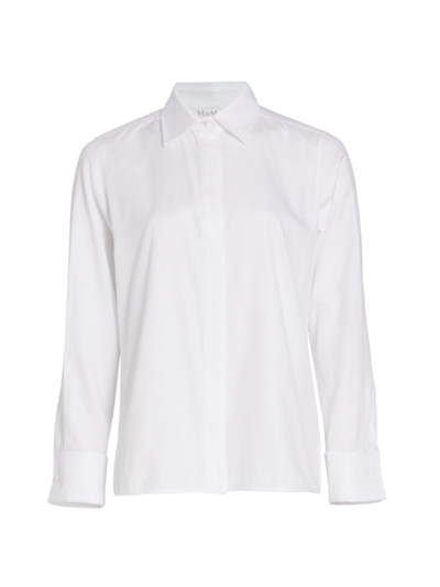 Max Mara Palmizi Cotton Oxford Shirt In Optical White