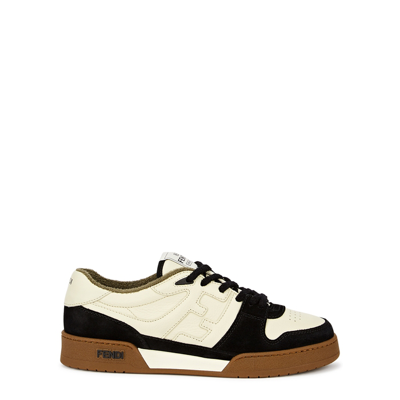 Fendi Leather Sneakers With Suede Inserts In Multi