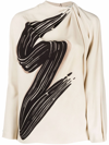 Fendi Brush-print Draped Cady Top