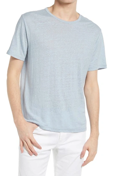 Vince Crewneck Linen T-shirt In Morning Blue