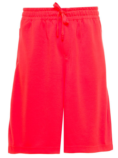 Dolce & Gabbana Logo Plaque Drawstring Shorts In Red