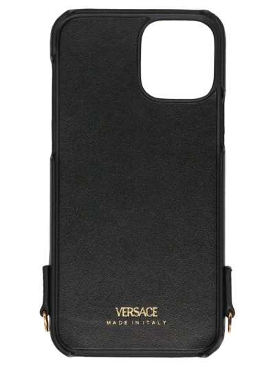 Versace Padded Neck Strapped Iphone 12 Case In Black