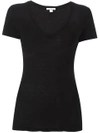 James Perse Casual V Neck Tee With Reverse Binding In Black