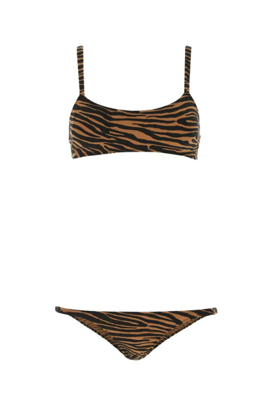 Lisa Marie Fernandez Woman Bikini Brown Size 4 Nylon, Elastane In Multi