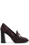 TOD'S TOD'S DOUBLE T SUEDE CHUNKY HEEL PUMPS