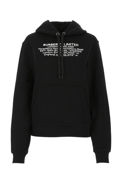 Burberry Location Print Cotton Oversized Hoodie In Black