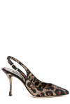 DOLCE & GABBANA DOLCE & GABBANA LEOPARD PRINT EMBELLISHED SLINGBACK PUMPS