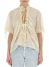 DSQUARED2 DSQUARED2 GATHERED SHEER BLOUSE