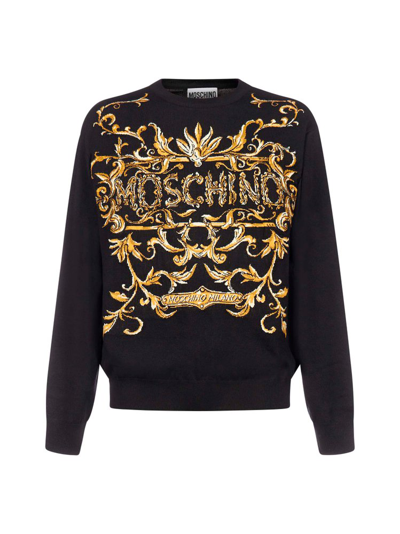 Moschino Man Sweater Black Size M Virgin Wool