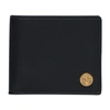 Versace Leather Bifold Wallet In Black  Gold