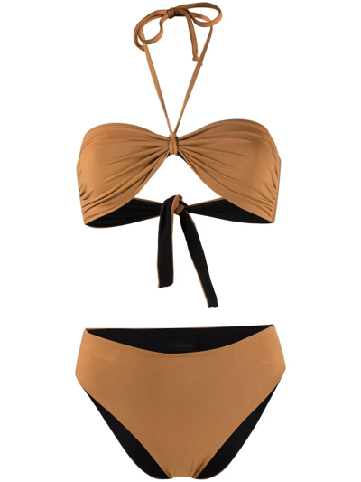 Fisico Cristina Ferrari Reversible Bandeau Bikini In Braun