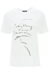 Ann Demeulemeester Printed Cotton Jersey T-shirt In White