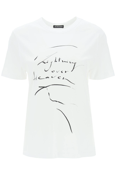 Ann Demeulemeester Printed Cotton Jersey T-shirt In White