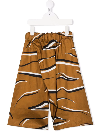 Wolf & Rita Kids' Magda Animal Cotton Trousers In Brown